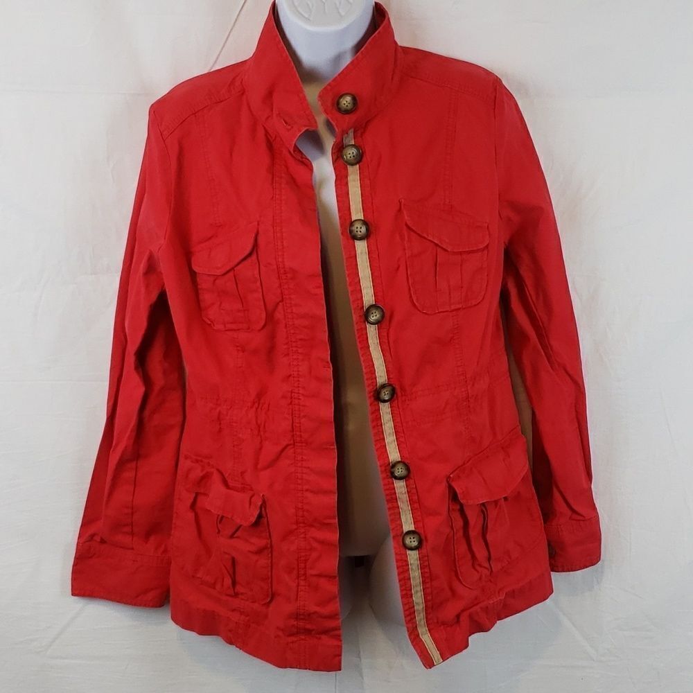 Old Navy Women's Small Red Military Jacket